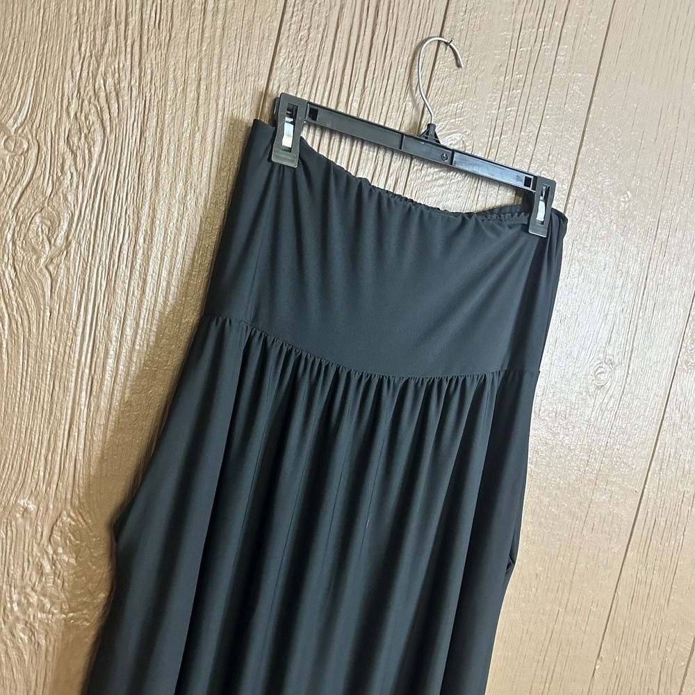NWT 24Seven Comfort Apparel Maxi Skirt Black Pockets Foldover Casual Relaxed - Picture 3 of 8